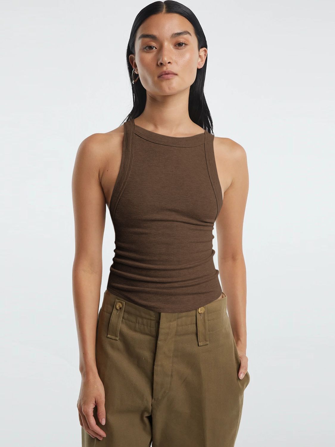 swvws Halter Neck Ribbed Cropped Top