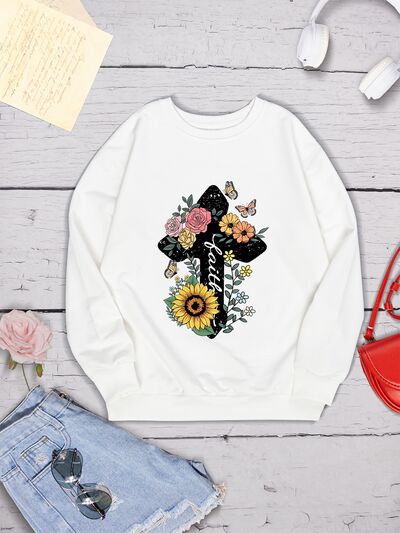 swvws Graphic Round Neck Dropped Shoulder Sweatshirt