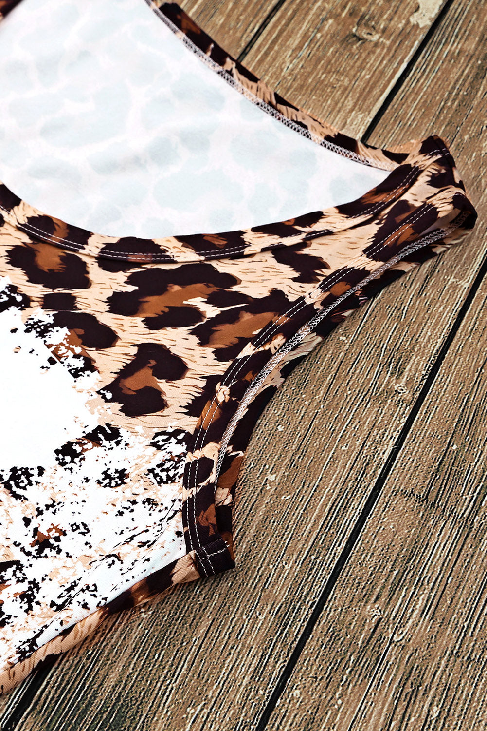 swvws Leopard Color Block Scoop Neck Tunic Tank