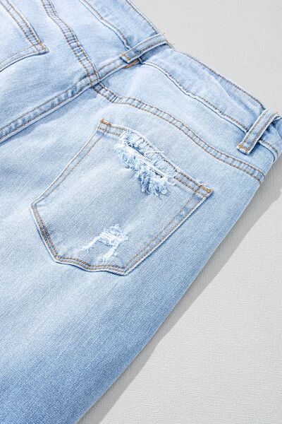 swvws Distressed Raw Hem Jeans with Pockets