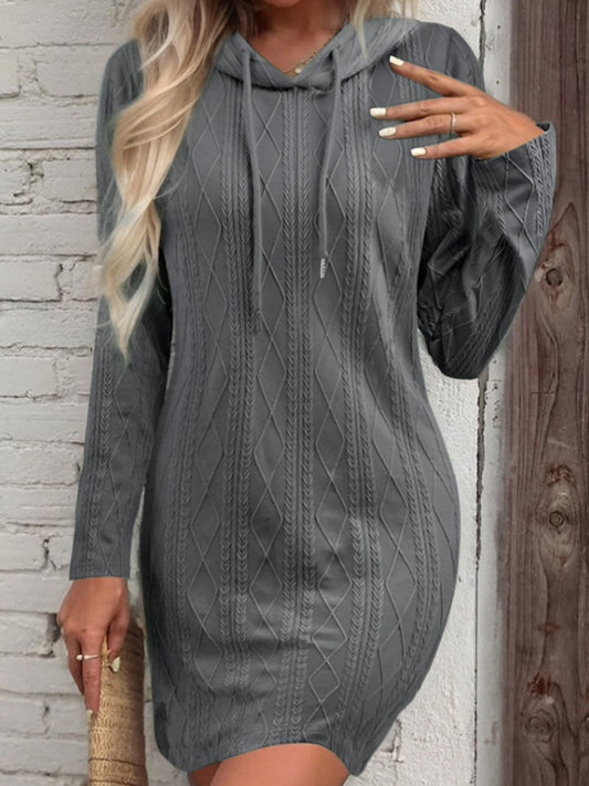 swvws Drawstring Hooded Sweater Dress