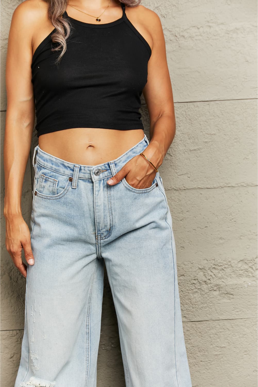 swvws Distressed Wide Leg Jeans