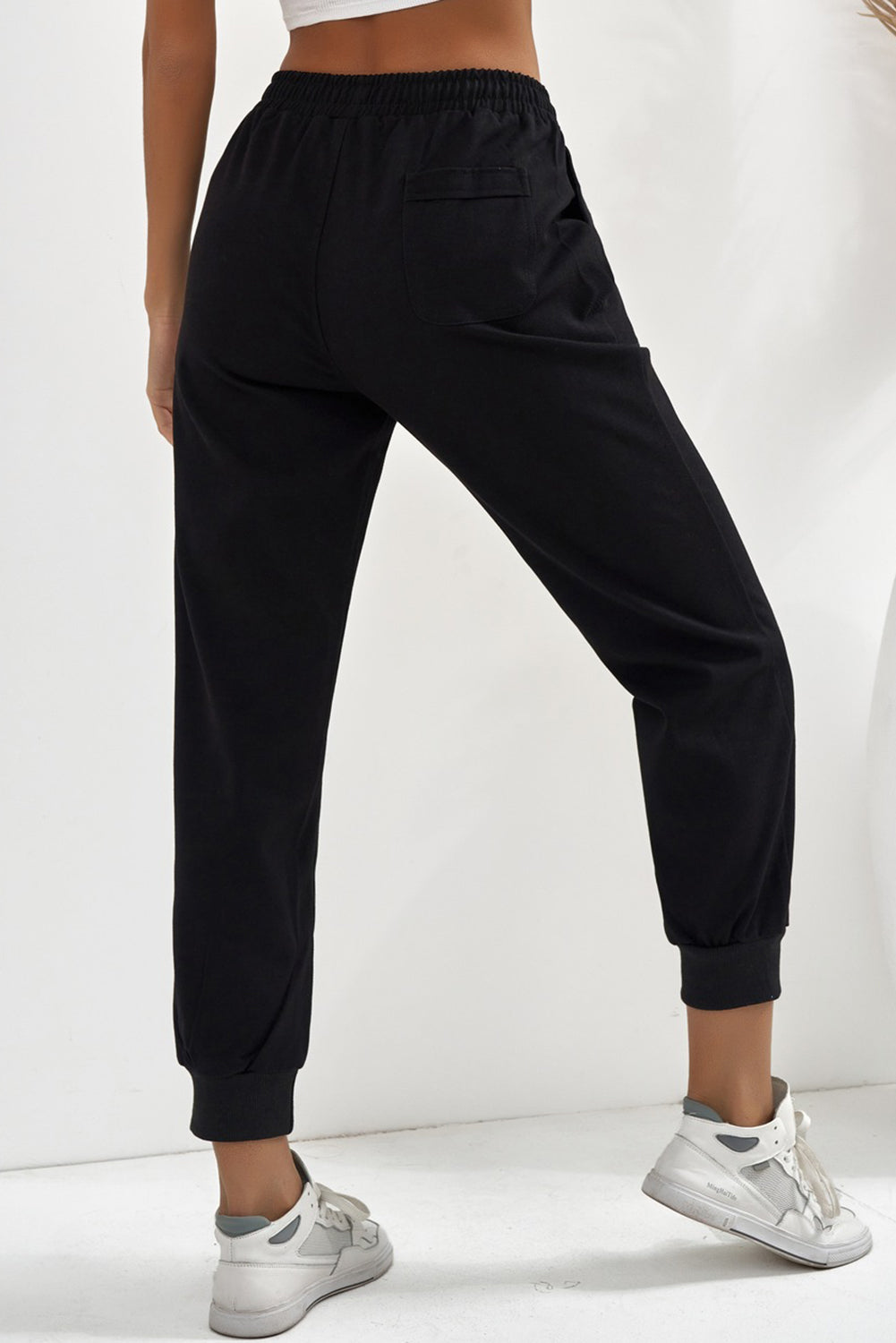 swvws Drawstring Elastic Waist Pocket Joggers