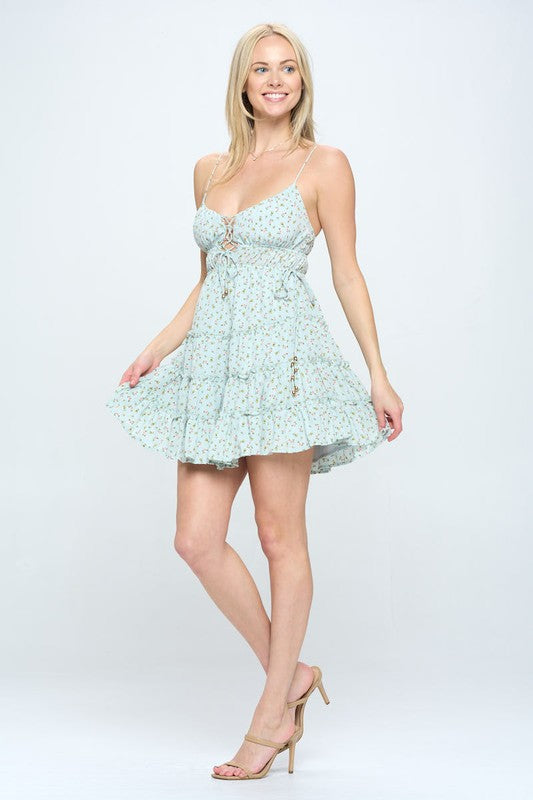 swvws Floral Ruffle Cami Mini Dress