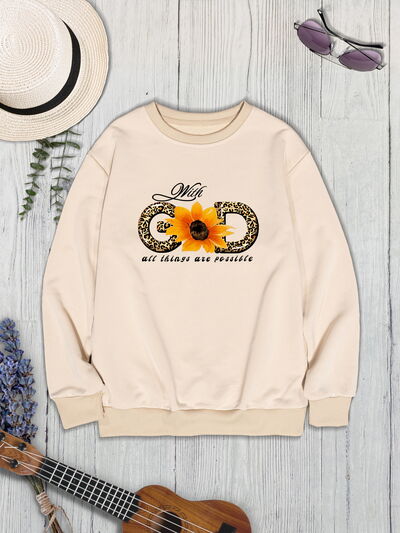 swvws Sunflower Round Neck Dropped Shoulder Sweatshirt