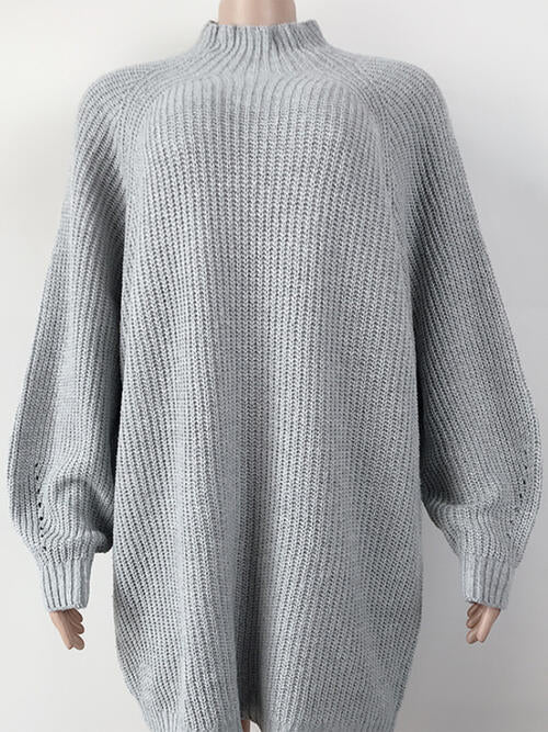 swvws Mock Neck Dropped Shoulder Sweater Dress