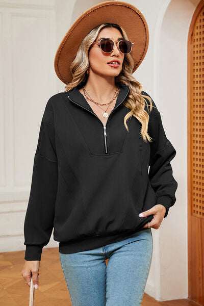 swvws Half Zip Dropped Shoulder Sweatshirt