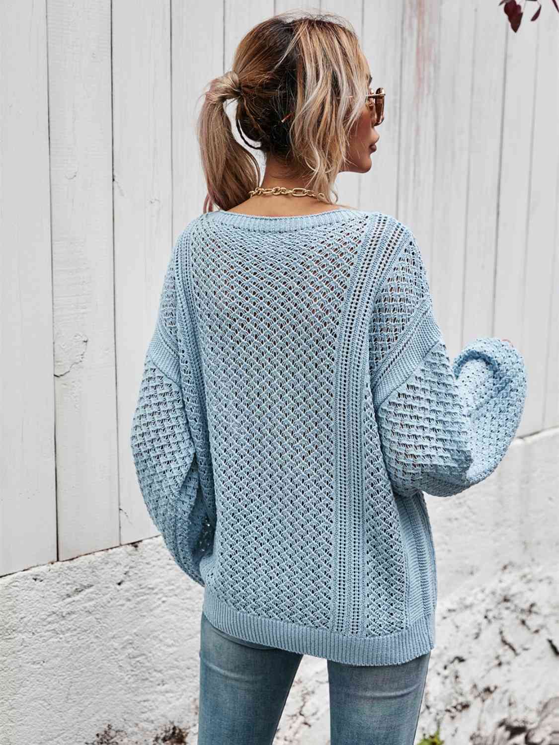 swvws V-Neck Dropped Shoulder Sweater