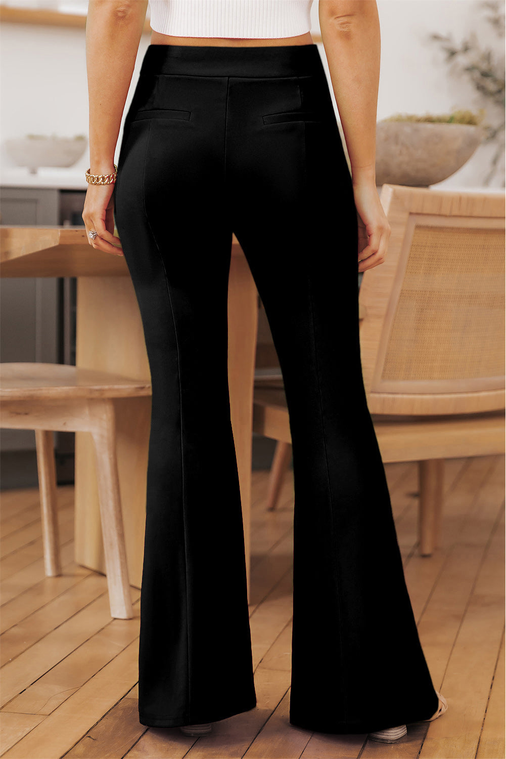 swvws Front Slit Flare Leg Pants