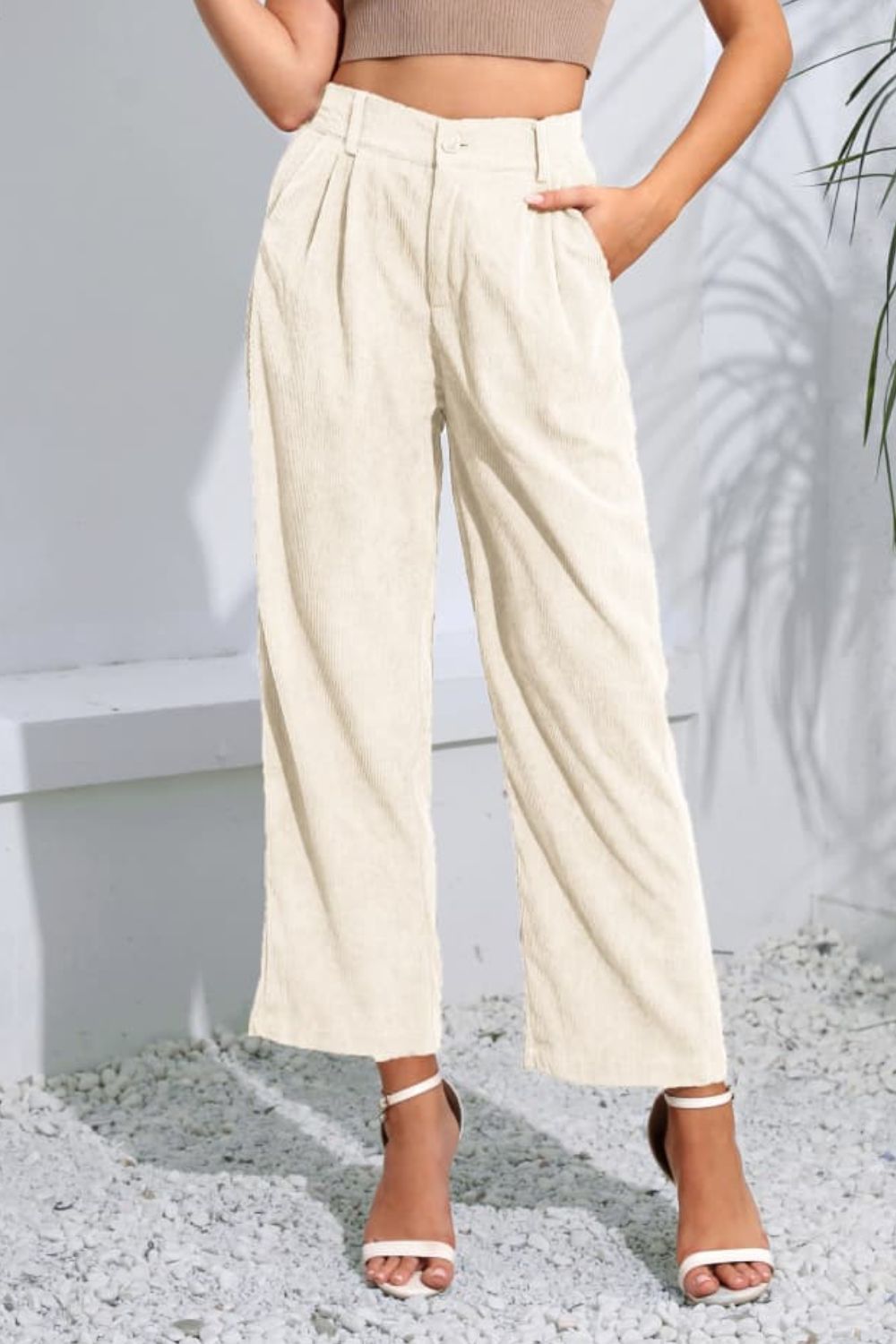 swvws Buttoned  Straight Hem Long Pants