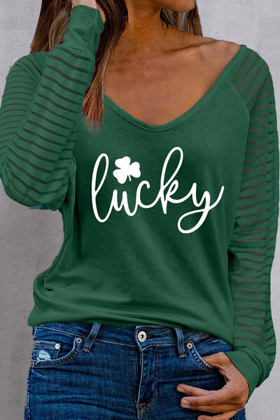 swvws LUCKY V-Neck Raglan Sleeve Blouse