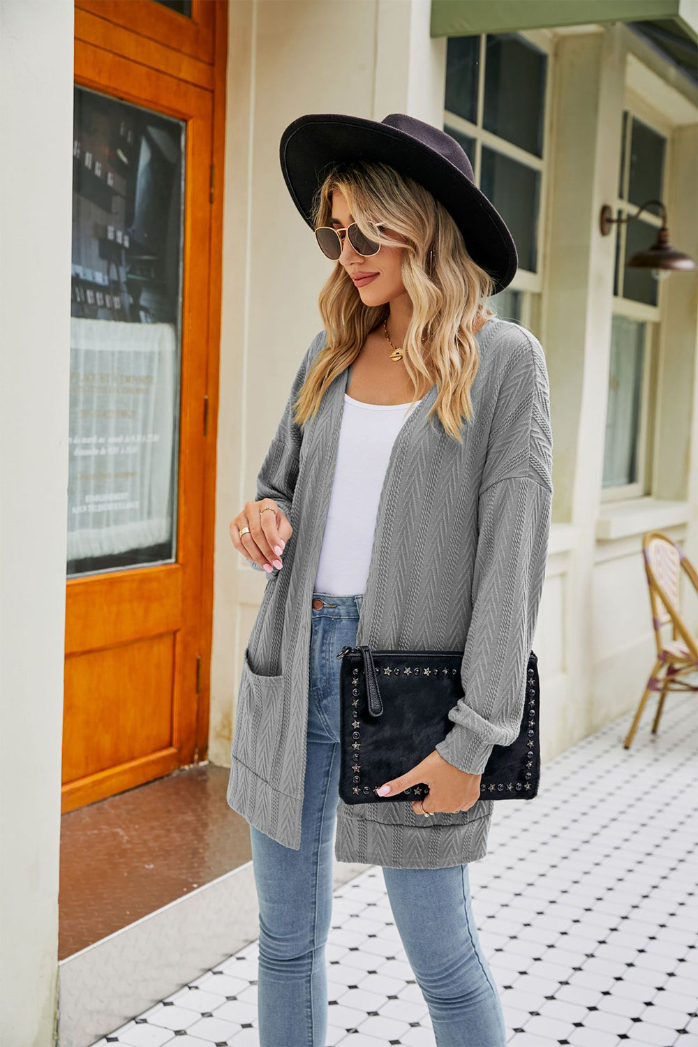 swvws Long Sleeve Pocketed Cardigan