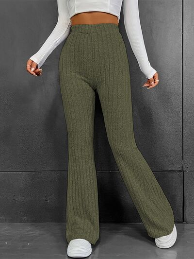 swvws Ribbed High Waist Bootcut Pants