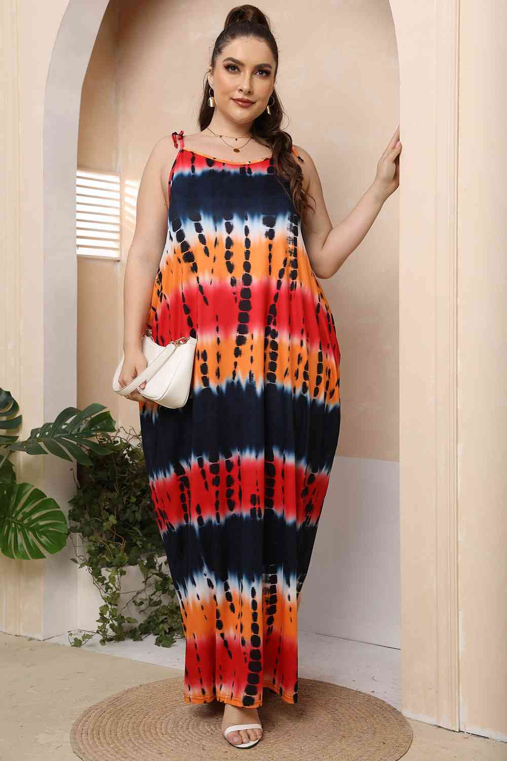 swvws Plus Size Tie-Shoulder Maxi Dress