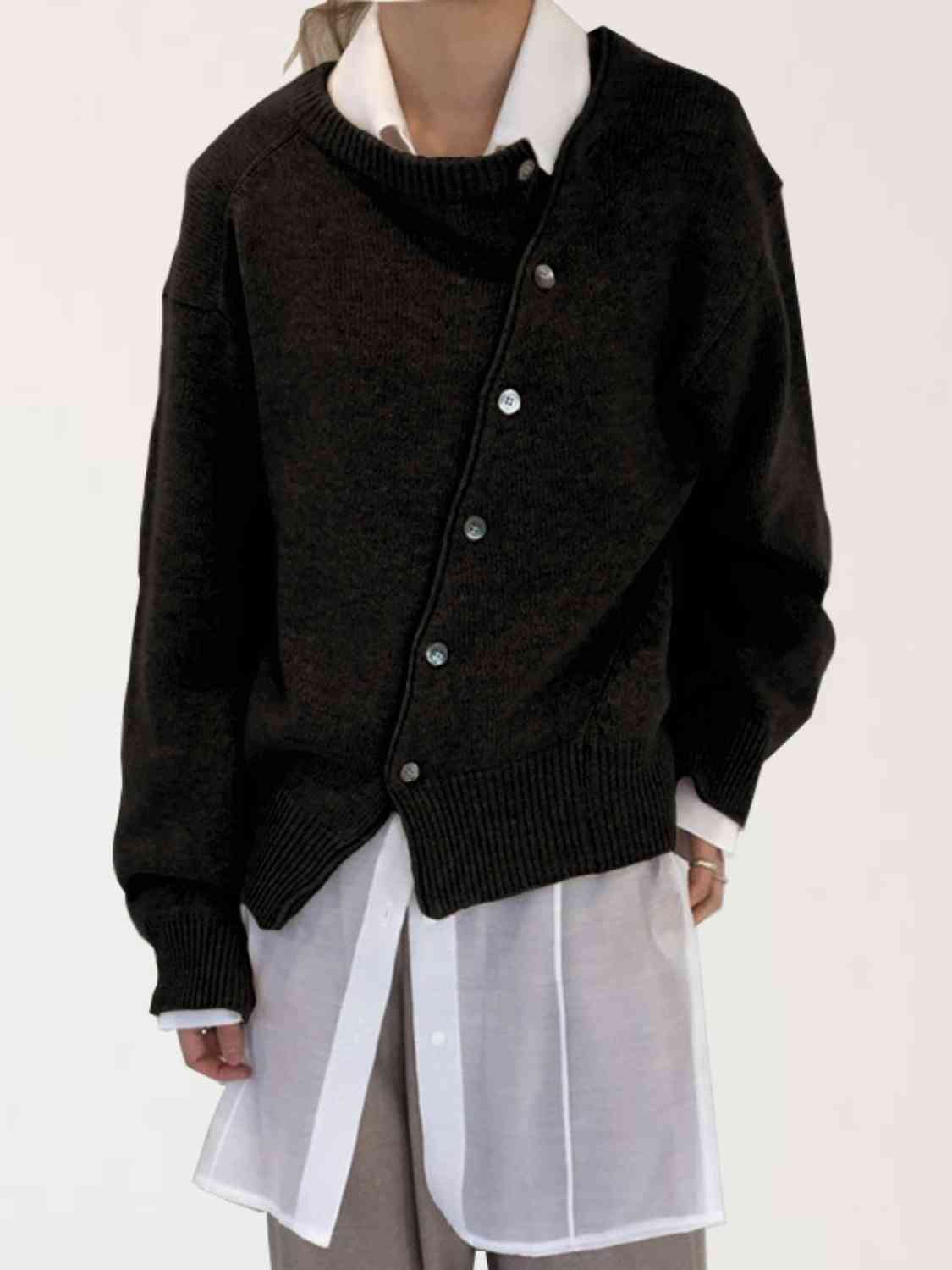 swvws Dropped Shoulder Buttoned Cardigan