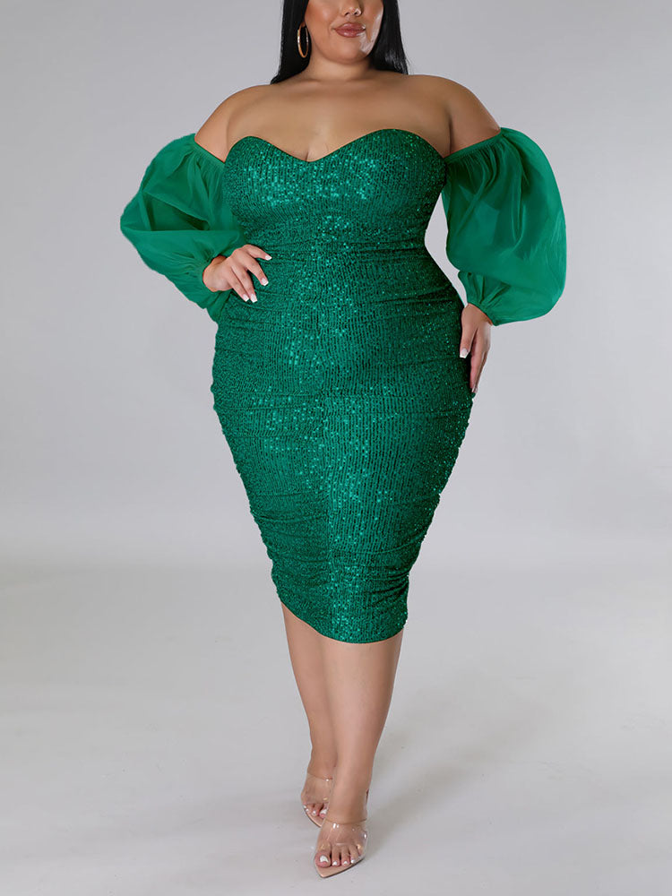 Sixsr Sequin Tube Midi Holiday Dress