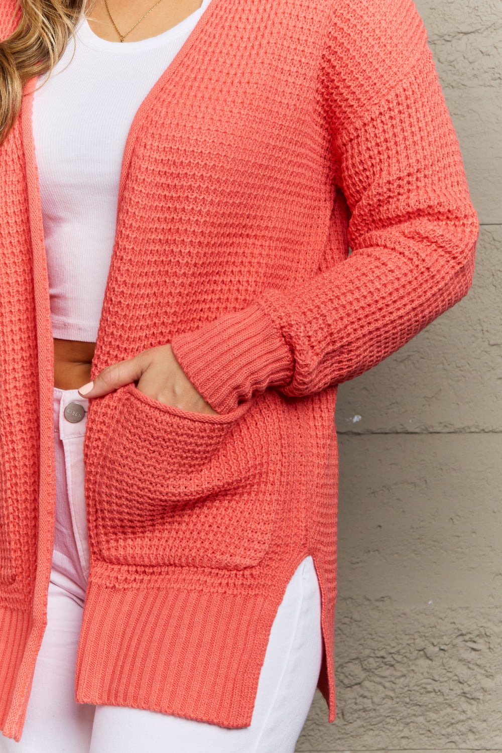 swvws Zenana Bright & Cozy Full Size Waffle Knit Cardigan