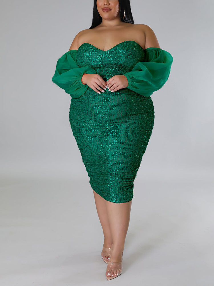 Sixsr Sequin Tube Midi Holiday Dress