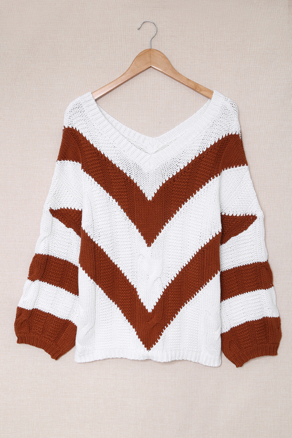 swvws Chevron Cable-Knit V-Neck Tunic Sweater