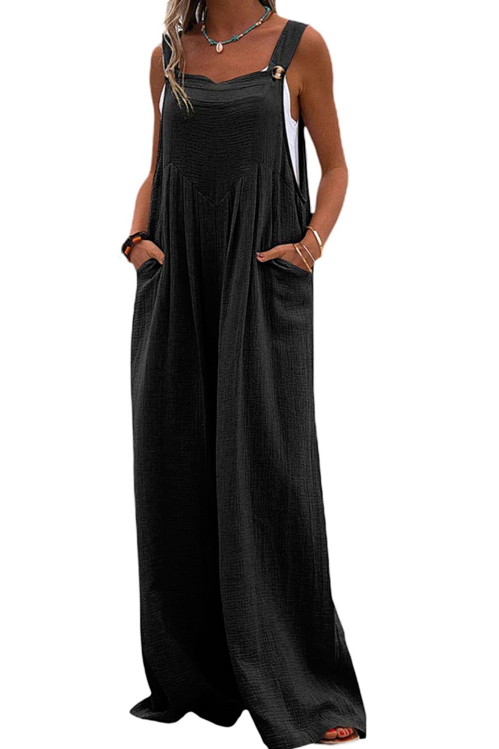 swvws Sleeveless Wide Leg Jumpsuit with Pockets