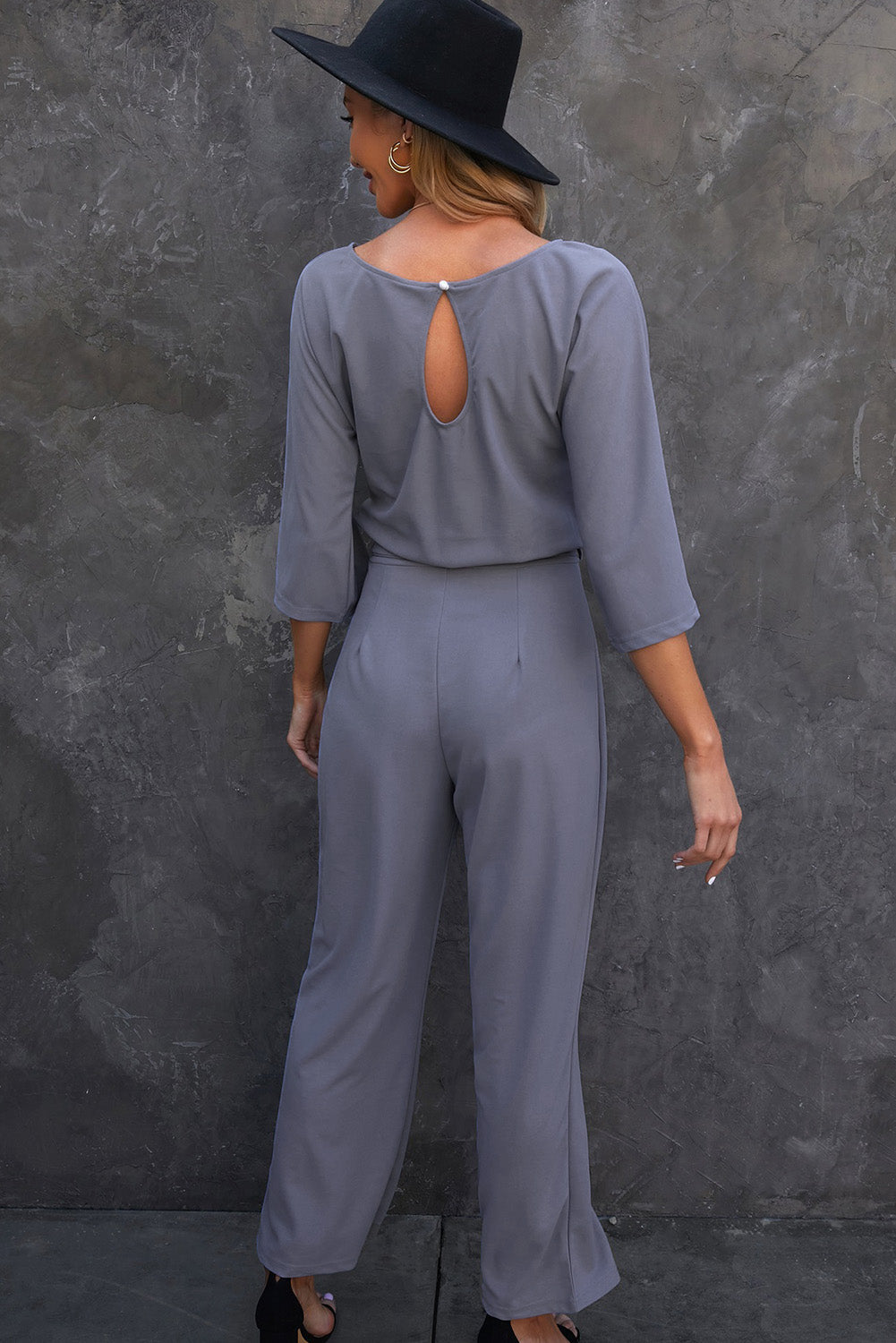 swvws Belted Three-Quarter Sleeve Jumpsuit