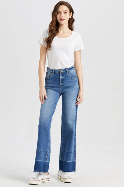 swvws BAYEAS Full Size High Waist Cat's Whisker Wide Leg Jeans