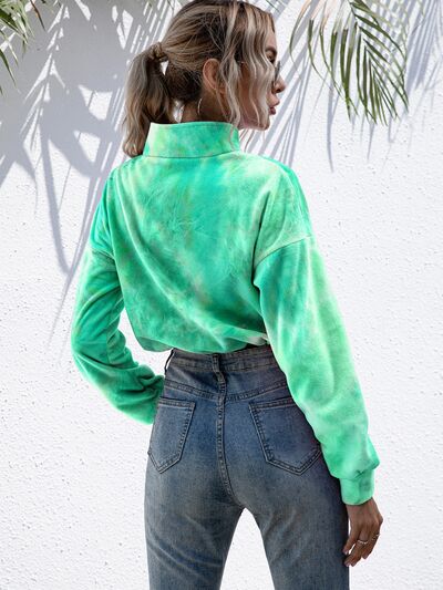 swvws Tie-Dye Quarter Zip Dropped Shoulder Sweatshirt