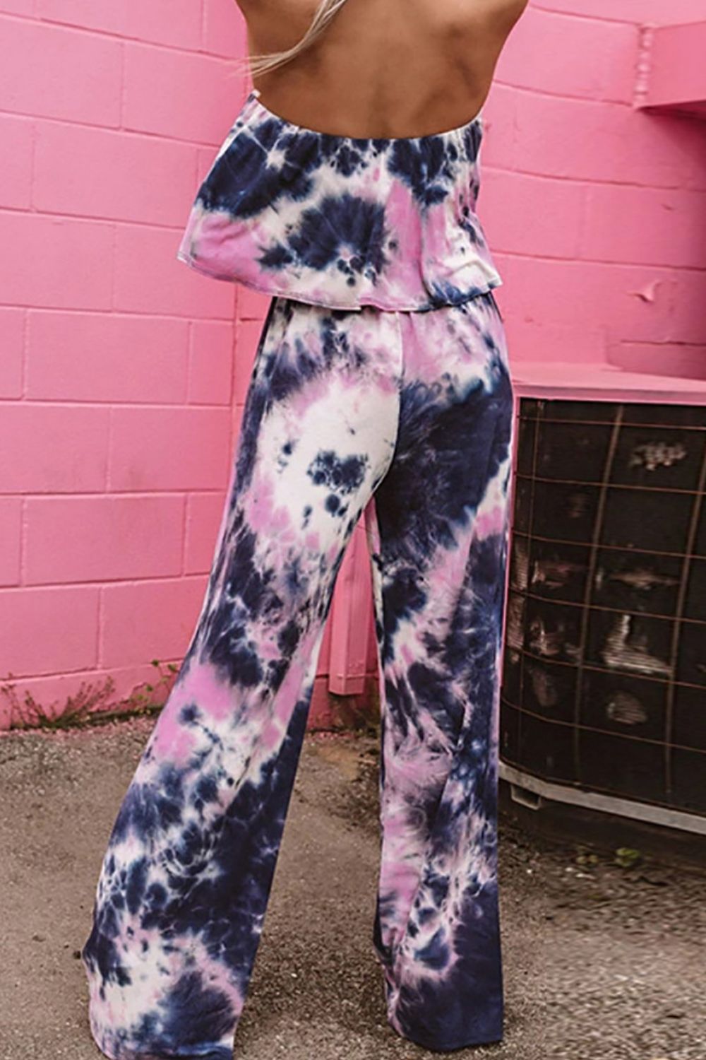 swvws Tie-Dye Layered Strapless Jumpsuit