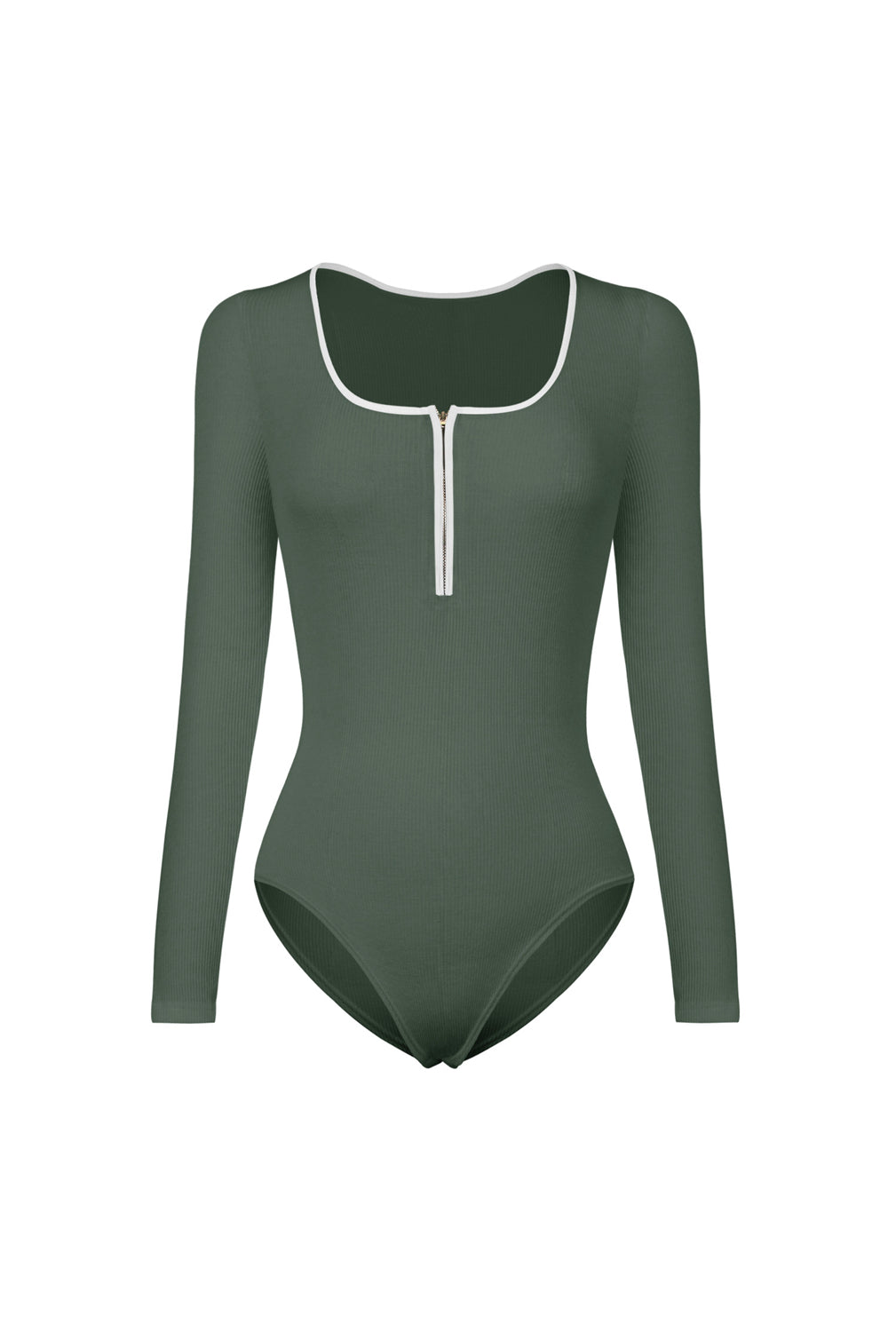 swvws Contrast Trim Ribbed Long Sleeve Bodysuit