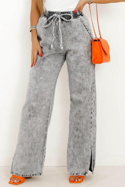 swvws Slit Drawstring Jeans with Pockets