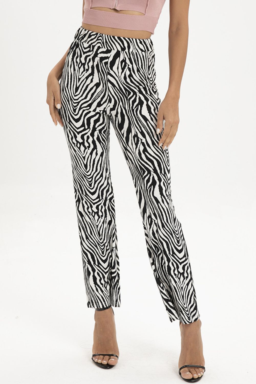 swvws Zebra Print Straight Leg Pants