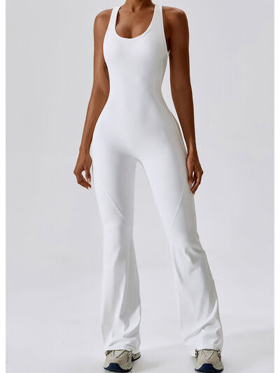 swvws Cutout Wide Strap Bootcut Active Jumpsuit