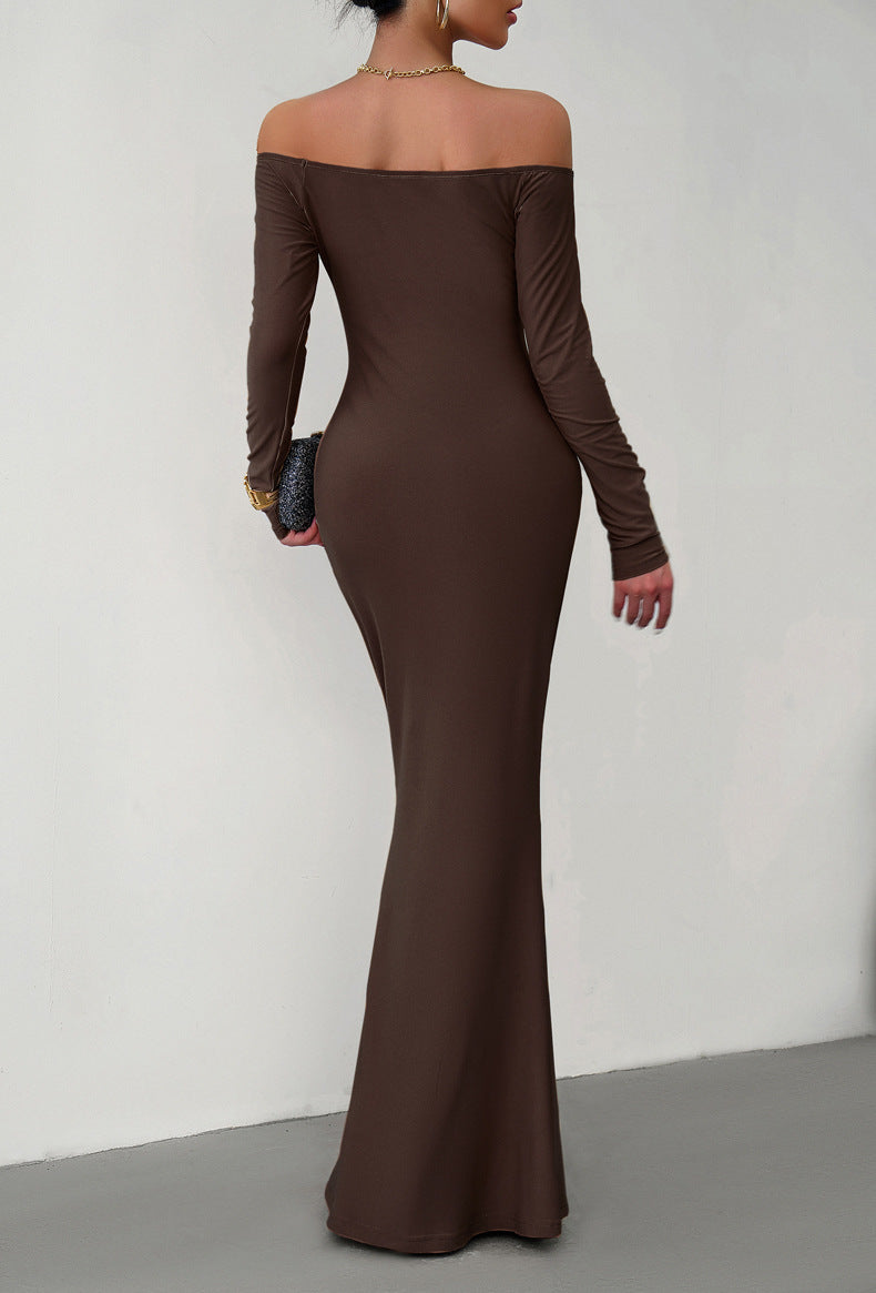 swvws Off-Shoulder Long Sleeve Maxi Dress