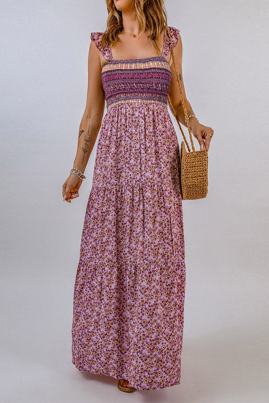 swvws Floral Square Neck Maxi Dress