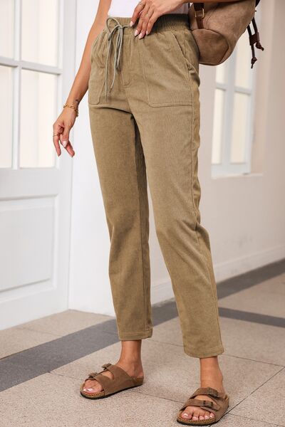 swvws Drawstring Straight Pants with Pockets