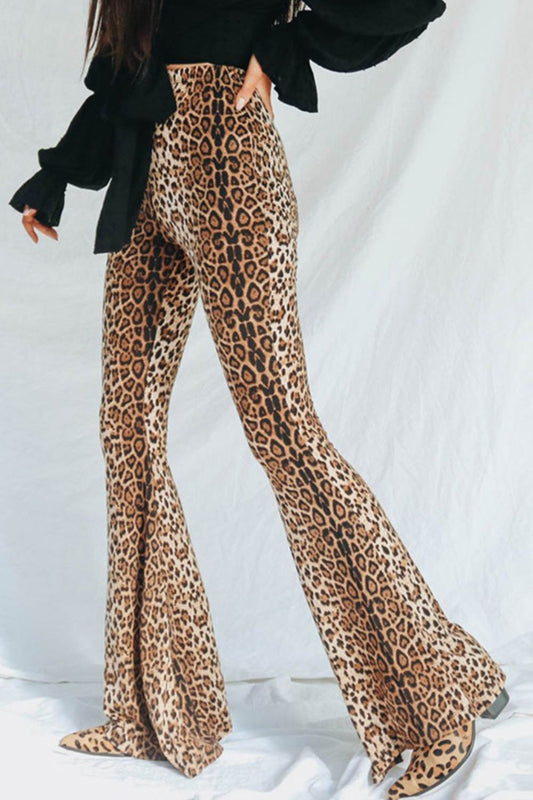 swvws Leopard Print Flare Leg Pants