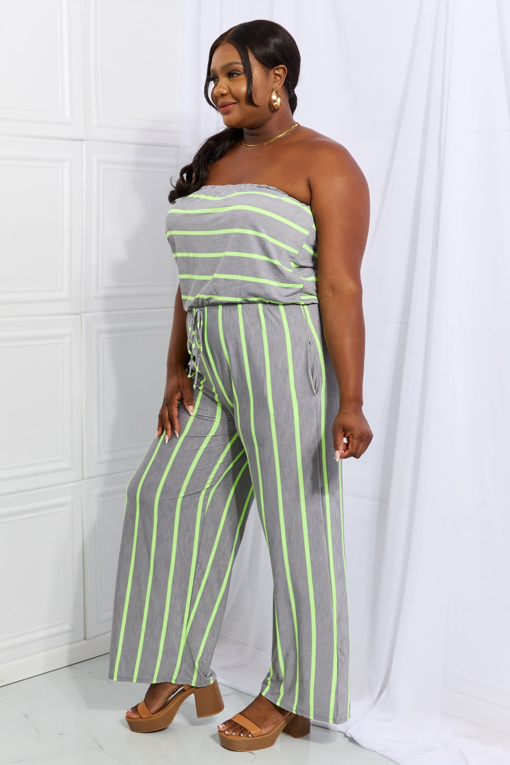 swvws Sew In Love Pop Of Color Full Size Sleeveless Striped Jumpsuit