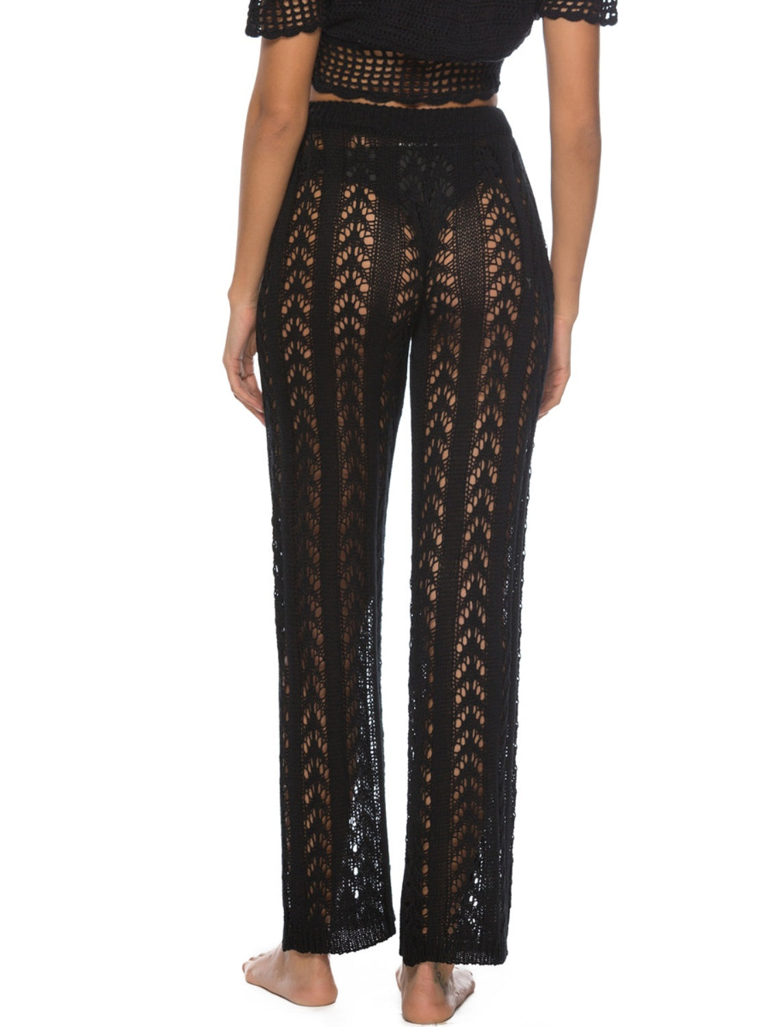 swvws Cutout Drawstring High Waist Swim Pants