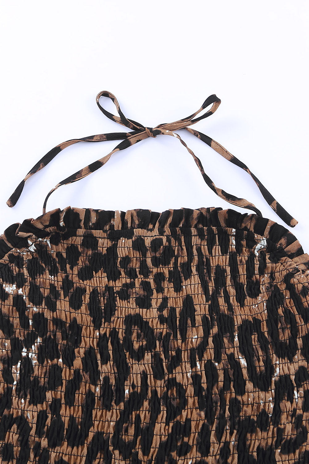 swvws Leopard Smocked Halter Neck Jumpsuit