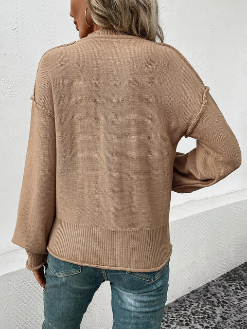 swvws Exposed Seam Round Neck Sweater