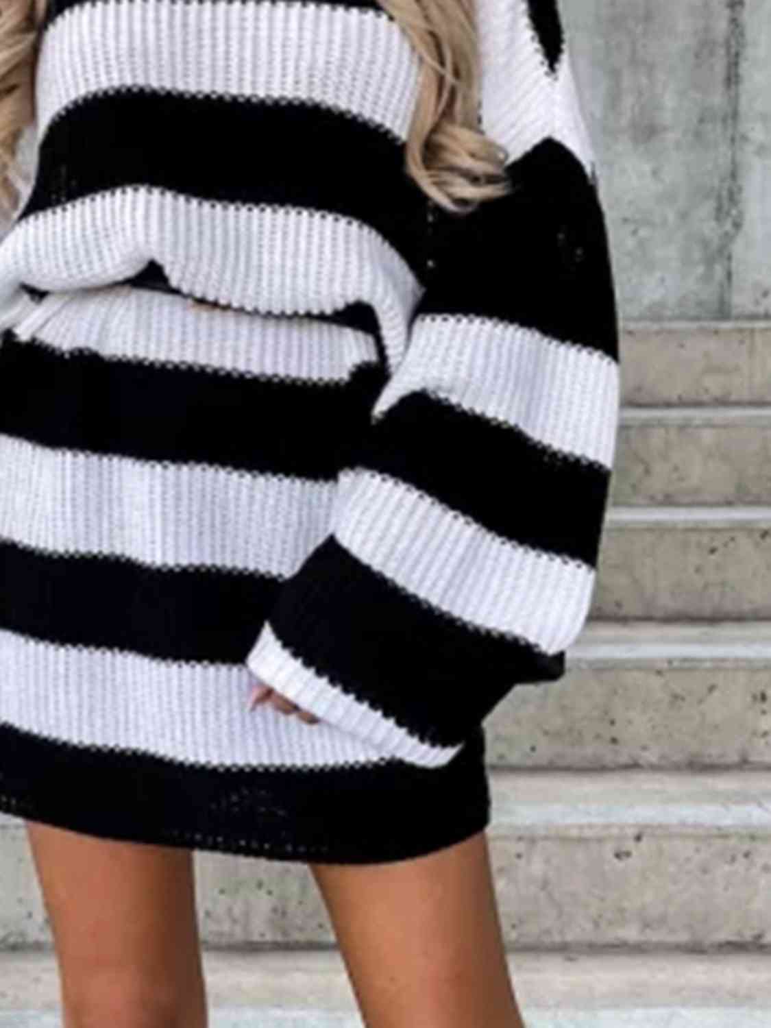 swvws Striped Turtleneck Sweater Dress