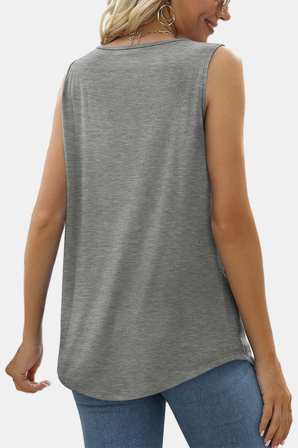 swvws Square Neck Pleated Detail Tank