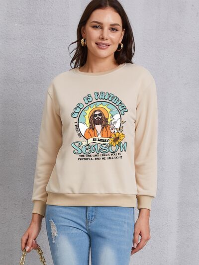 swvws Graphic Round Neck Dropped Shoulder Sweatshirt