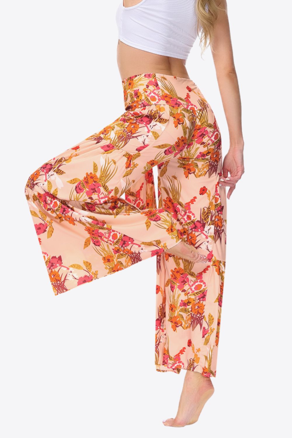 swvws Floral Tie-Waist Tiered Culottes