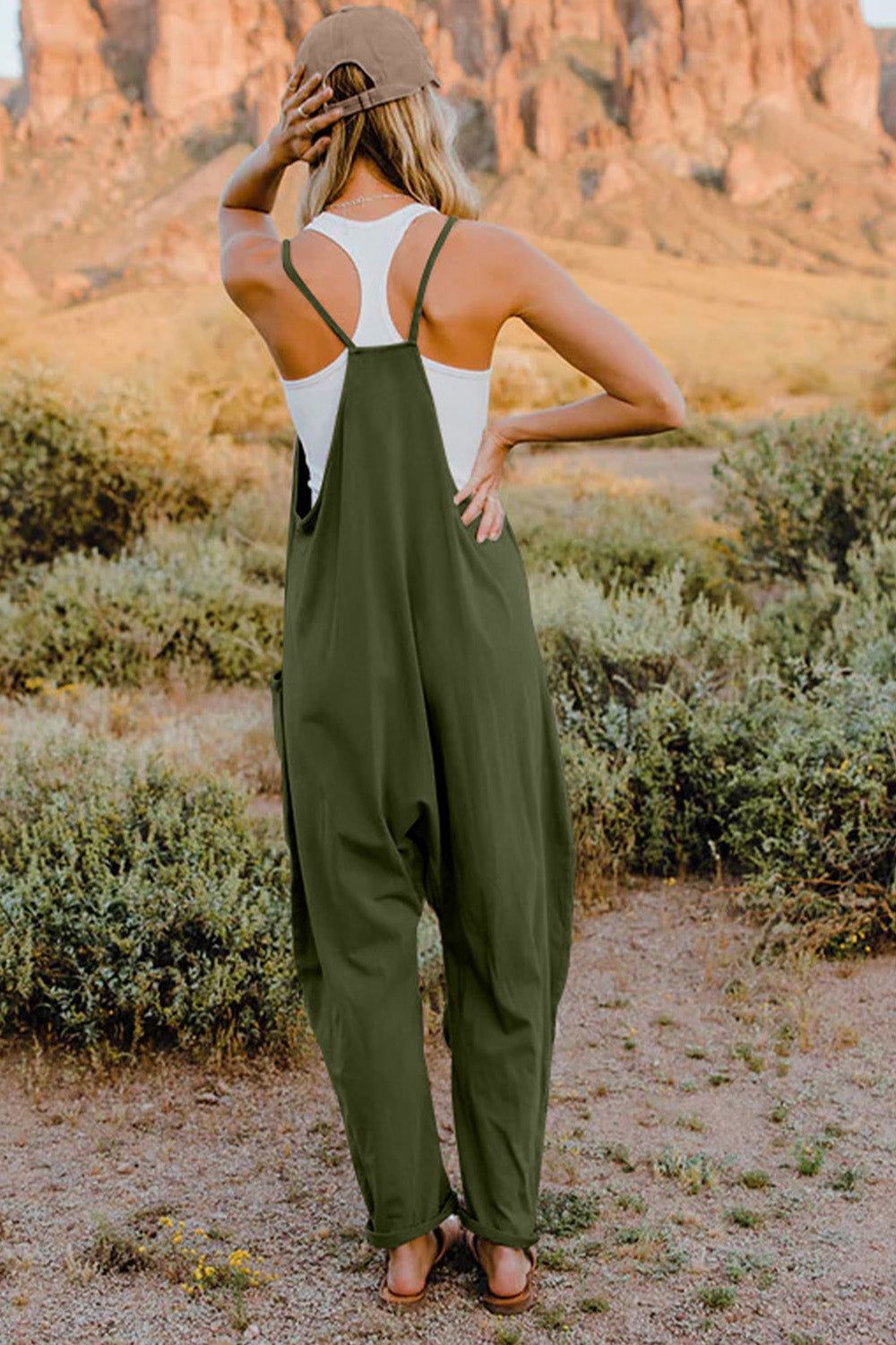 swvws V-Neck Sleeveless Jumpsuit with Pocket