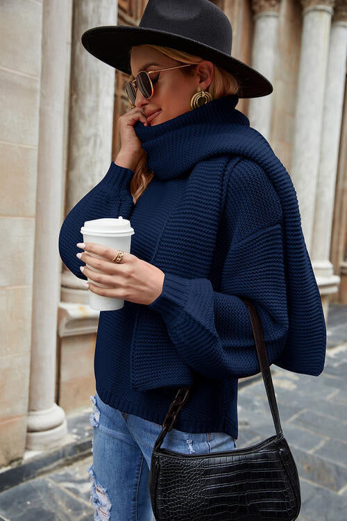 swvws Round Neck Lantern Sleeve Sweater