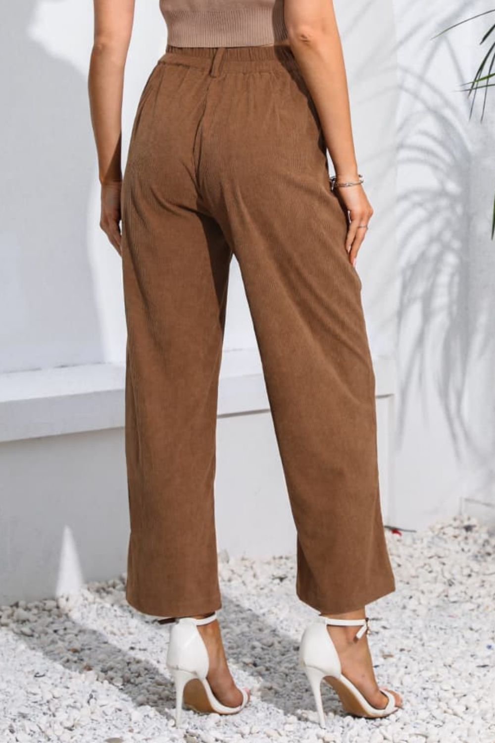 swvws Buttoned  Straight Hem Long Pants