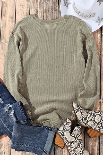 swvws Sequin Round Neck Dropped Shoulder Sweatshirt