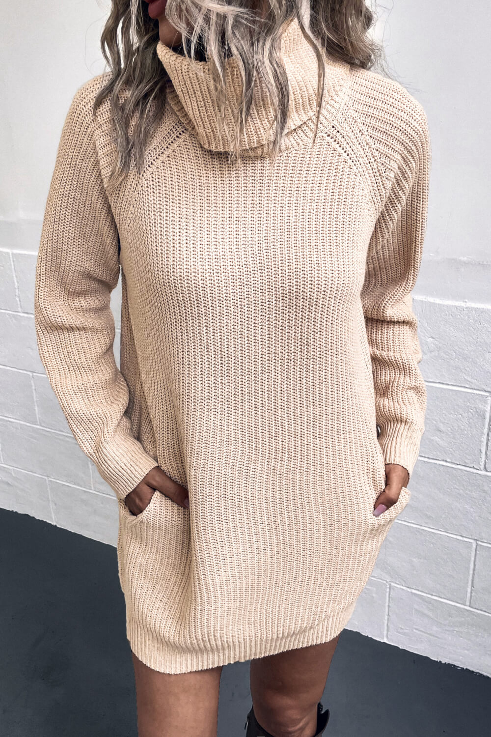 swvws Turtleneck Sweater Dress with Pockets