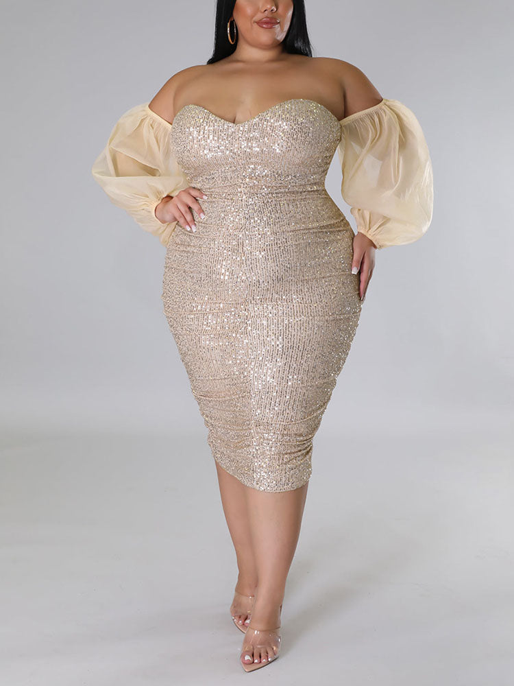 Sixsr Sequin Tube Midi Holiday Dress